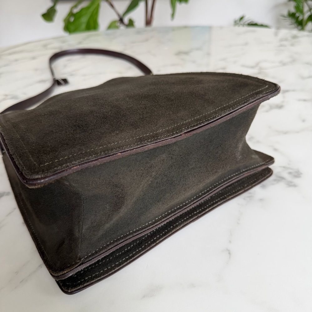 COACH Vintage Monterrey Flap Suede Crossbody Bag Loden Olive Green 6148 90's Y2K - Picture 15 of 16